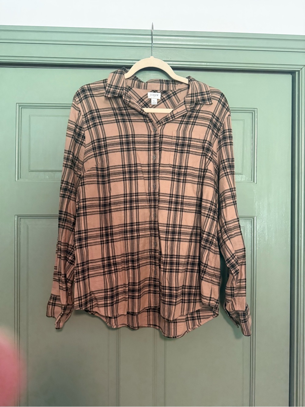 J. Crew Pink and Black Plaid Button-Down Shirt